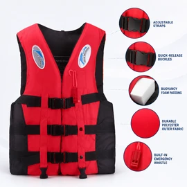 Adjustable Life Vest for Water Activities – Polyester Buoyancy Aid with Whistle for Boating, Swimming & Fishing