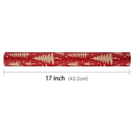 RUSPEPA Kraft Christmas Wrapping Paper Roll - Mini Roll - Red Christmas Tree Design for Holiday Gift Wrap - 17 Inches X 32.8 Feet