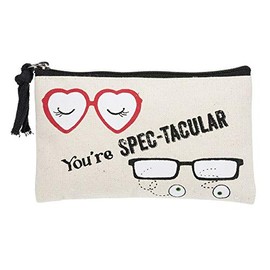 Ganz Women's 7"x4" Make-Up Canvas Cosmetic Bag Case - Punny Love ER59826 (You're SPEC-TACULAR)