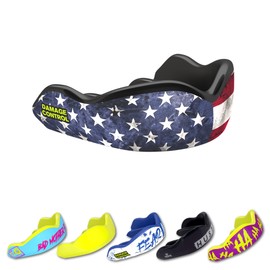 DAMAGE CONTROL High-Impact Mouth Guard – Sports Mouthguard for Boxing, Football, Lacrosse & Basketball, Protects Teeth & Jaw, Protective Mouthpiece for Adults & Youth (Adult, Old Glory American Flag)