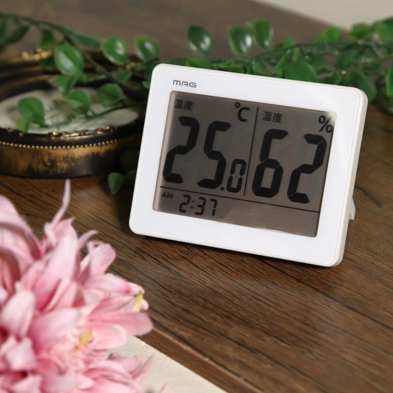 MAG TH-109WH-Z Thermometer/Hygrometer, Digital, White, Sky with Clock