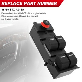 BASIKER - Interruptor de ventana principal para lado del conductor delantero para 2007 2008 2009 2010 2011 2012 2013 Acura MDX reemplazar el número de pieza: 35750-STX-A01ZA