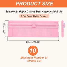 PATIKIL Paper Cutter Trimmer, A4 Straight Small Portable Paper Slide Paper Slicer with Safe-Guard for Craft Cardstock Label Card, Scrapbook Photo, Pink
