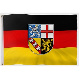 PHENO FLAGS Saarland Flag - Federal State Flag with Brass Eyelets - 90 x 150 cm - Weatherproof Flags for Flagpole - 100% Polyester