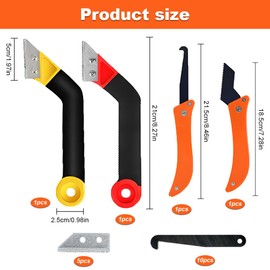 Pro Grout Removal Repair Tool Set Grout Rake Tile 4Pcs Saw Angled Scraping Rake Tool, Long-handled Scraper with 15Pcs Extra Replacement Accessories for Tile Cleaning