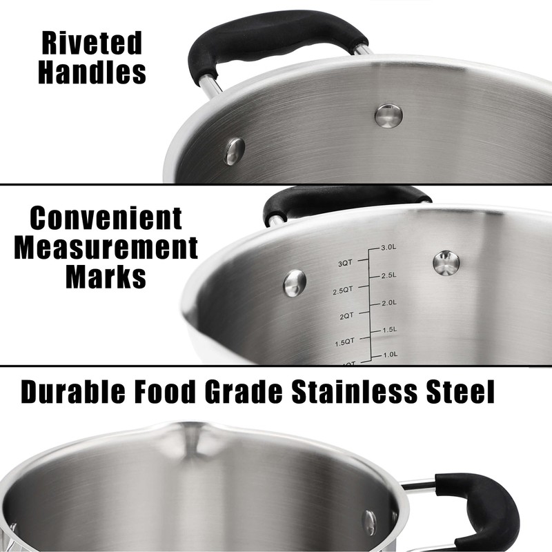Rorence Stainless Steel Stock Pot with Pour Spout & Silicone