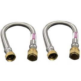 EZ-Fluid 18" Braided Flexible Stainless Steel Water Heater Connector Supply Line Water Hose for Female Iron Water Pipe Fitting or Copper Tubing,3/4-Inch Compression (7/8" OD) x 3/4-Inch FIP (2-Packs)