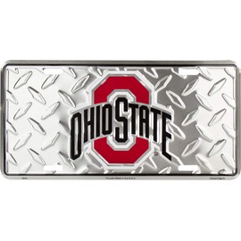 Ant Enterprises Ohio State Buckeyes Diamond Football 6"x12" Aluminum License Plate Made USA