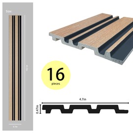 ARTSLAT 3D Textured Wall Panels 16 Pack - Waterproof PS Slat Boards for Accent Walls, Faux Wood Paneling (43.3"x4.7") Easy Adhesive Installation, Oak