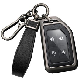 HIBEYO Intelligent Car Key Case Fits Volvo Leather Truck Key Protective Case Key Cover for Volvo FH16 FM Evro 6 Cargo 555 Heavy Truck Remote Control Key Shell Black