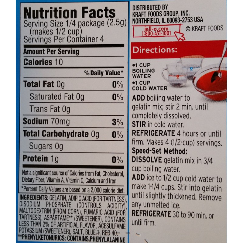 Jell-O Sugar Free Gelatin, Cherry, 0.3 OZ