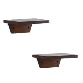 NIUBEST Small Wall Shelves, Trapezoidal Floating Shelves Set of 2, Mini Wooden Shelves for Plants, Display, Storage and Decoration, Stylish for Living Room, Bedroom, Kitchen (Walnut)