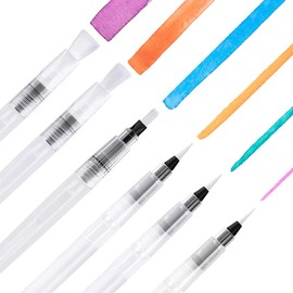 Water Tank Brush Water Brush Pens, 6 Piece Watercolour Brush Pen Refillable Soft Water Brush Pens / Water Filled Brush Pens for Watercolour Painting Writing Calligraphy