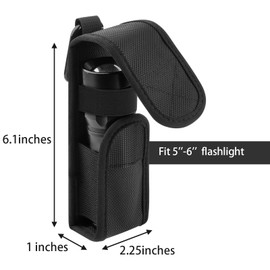 Xxerciz Tactical Flashlight Holster, Duty Belt Tactical MOLLE Torch Holder with Carabiner, 1680D Nylon Carry Pouch Tool Sheath for Camping Hunting Travel, Fit for 5-6" Flashlight