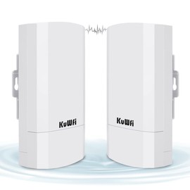 KuWFi 2-Pack 300Mbps Wireless Bridge, Outdoor CPE WiFi Kit Point to Point Wireless Access Point 2.4G Internet Bridge 1KM Transmission Distance Solution for starlink Signal
