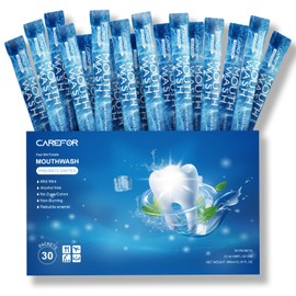 Mouthwash Travel Size, Portable Fresh Breath Mouthwash, Alcohol-Free, ICY Mint Flavor, Mini Pack – to Go for On-The-Go Freshness, Bulk Packets 0.41 Fl Oz (Pack of 30)