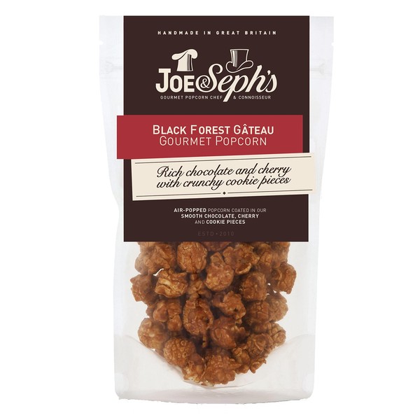 Joe & Seph's Black Forest Gâteau Gourmet Popcorn, 1 x 70g Pouch | Gourmet Air-Popped Popcorn | Handmade in UK | 100% Natural Ingredients