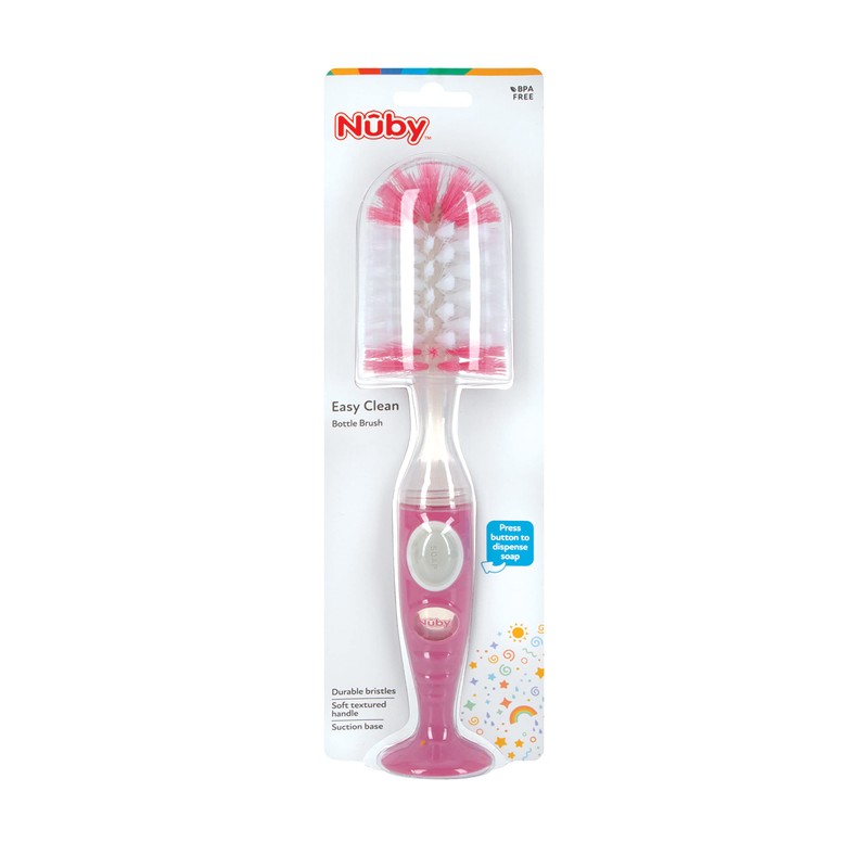 Nuby Easy Clean Dispensing Soft and Durable Bristle Bottle Brush