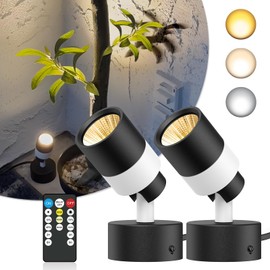 JIAQIYAN Spot Lights Indoor, 5W Dimmable Up Lighting with Remote Control & Timer, 3000K/4000K/5000K Floor Corner Ambient Lighing for Plants Trees, Pictures & Artwork, with 5.9 FT Cord