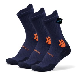 BRISIRA Coolmax Bamboo Viscose Running Socks 3 Pairs Crew Athletic Anti Blister Cushioned Seamless Odor Control