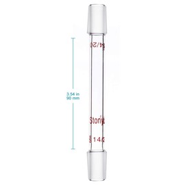 stonylab Glass 14/20 Straight Laboratory Adapter, Borosilicate Glass 30 mm Between Two 14/20 Ground Inner Standard Taper Joints for Laboratory Lab Supply (90 mm)