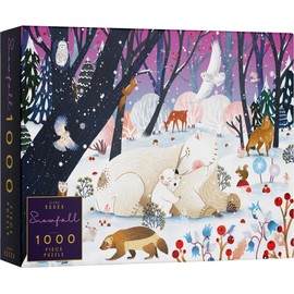 Elena Essex Puzzle - Snowfall | Christmas Puzzles 1000 Pieces | Puzzles for Adults 1000 Pieces | Holidays Snow Polar Bear Winter Animals Puzzle | Size 28x20 inches