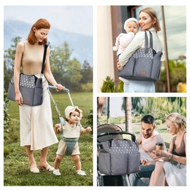 Lekebaby Diaper Bag Tote, Large Diaper Bags Waterproof,Large Mommy Bag for Hospital, Baby Bags for Mom Travel Diaper Tote Messenger Purse,Grey, Arrow Print