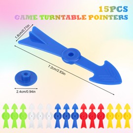 15pcs Arrow Game Spinners, 2.83in 5 Colors V-Shaped Plastic Board Pointers Replacement Pieces for Classroom Activities Roulette Wheel Twister Game DIY Projects Educational Tools