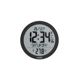 Youshiko Jumbo Large Radio Controlled Wall Clock (UK & Ireland Version/Premium Quality/Clear Display), Large Round, Temperature display (Black)