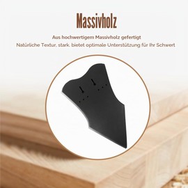 DONGKER Sword Holder, 1 Piece Wooden Wall Mount for Swords, Solid Wood Sword Stand with Hooks and Screws for Bow, Medieval Sword, Dagger, Axe (without Sword)