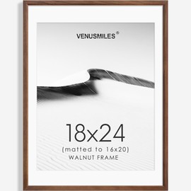 Venusmiles 18x24 Poster Frame Natural Solid Walnut Photo Frames with 16x20 Removable Mat Wall Hanging Large Handcrafted Frame with HD Plexiglass Wall and Tabletop Display Large Picture Frame