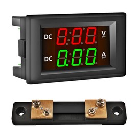 0.39" LED Voltage Current Indicator, DC 4.5-100V Multimeter Panel Digital Voltmeter Ammeter, 0-50A Amp Voltmeter, LED Voltage Amp Monitoring Indicator with 50A/75mV Shunt