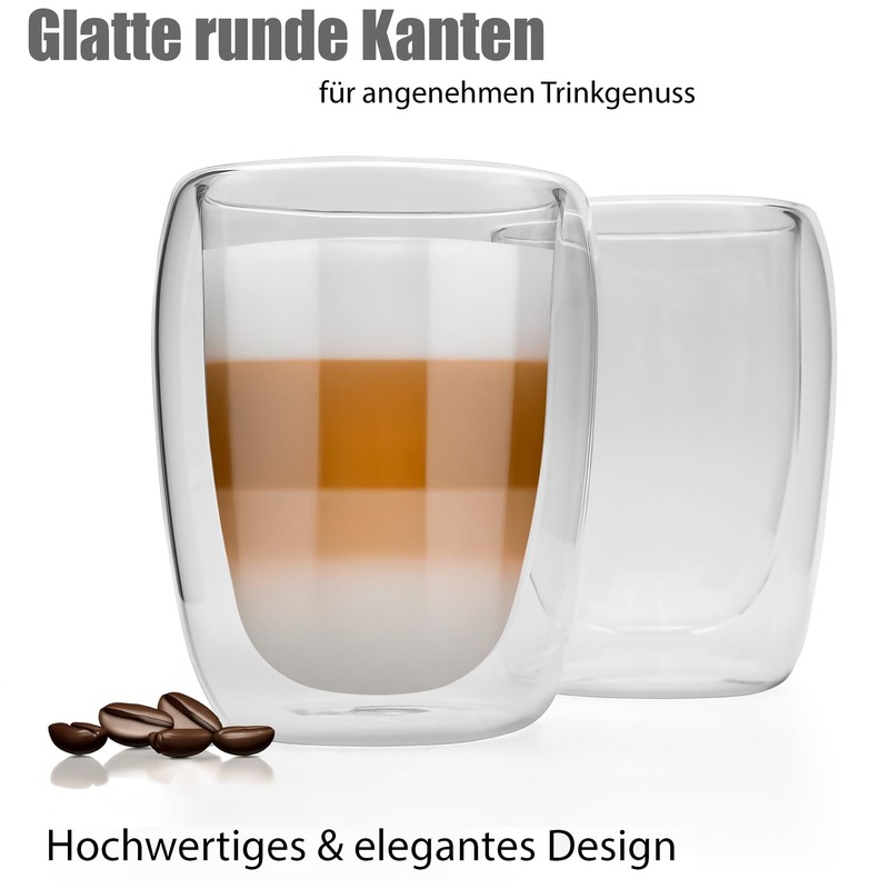 BigDean Pack of 4 Double Walled Latte Macchiato Glasses 300ml