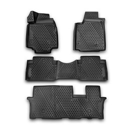OMAC Floor Mats for Honda Pilot 2009-2015 Car Mats All Weather 3D Custom Fit Rubber Mat Waterproof Odorless TPE Floor Liners Laser Measured Non-Slip (Black)