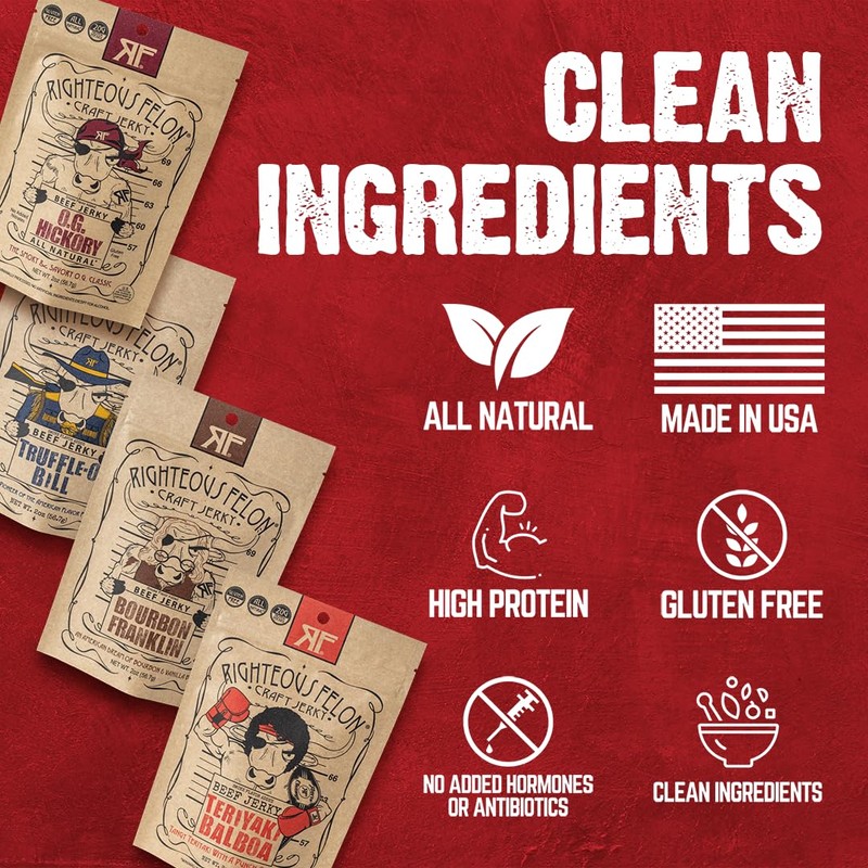 Righteous Felon Beef Jerky Variety Pack | Gluten Free Snack