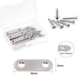 20 Pcs Flat Bracket Stainless Steel Flat Straight Brace Brackets Flat Fixing Brackets Bracket Connector Plates for Repair Fixing Furniture