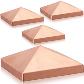 Blulu 4 Pcs 6''x6'' (Actual 5.5''x5.5'') Solid Copper Pyramid Post Cap Fence Pyramid Decking Caps for True/Actual Metal Wood Cedar Fence Deck Corridors Mailbox Posts End Cover