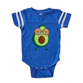 CafePress Funny Avocado Retro Sunglasses Cute Infant Baby Football Bodysuit Royal Blue