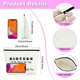 Sister Gift Sister Birthday Gift 25X17CM Makeup Bag Friendship Gift for Sister Besties Christmas Graduation Leaving Long Distance Sister Gift Makeup Travel Pouch