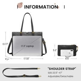 LOVEVOOK Laptop Bag for Women,Vintage Tote Bag for Work,Waterproof Handbags Shoulder Bag,Leather Office Computer Bag