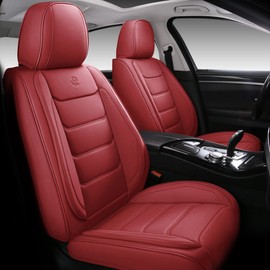 Isen-CoverAuto Full Coverage Faux Leather Car Seat Covers Full Set,Automotive Seat Covers for Cars,SUVs Pick-up Truck, Car Seat Cushion, Wine Red Seat Covers,Front Seat Cover,Car Seat Protector