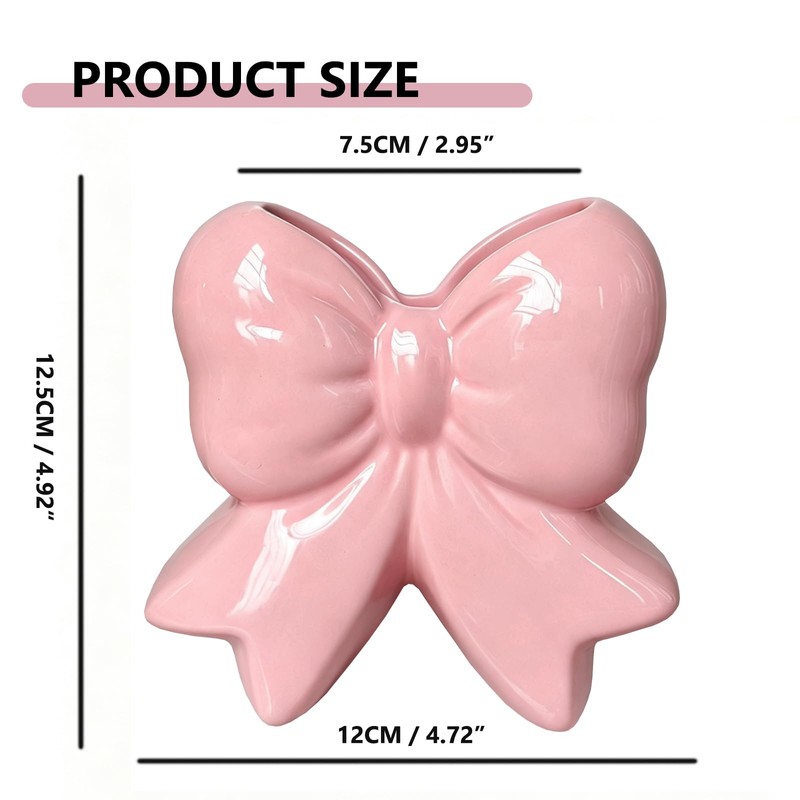 Pink Bow Ceramic Toothbrush Holder, Coquette Bow Vase Multi-Purpose Storage