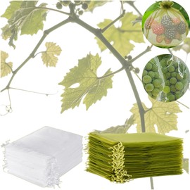 Prinxse 50PCS reusable fruit protection bags 6 "x8-25 green and 25 white mesh osmanthus covering garden fruits and vegetables, harvest net bags, pest control and tree product protection