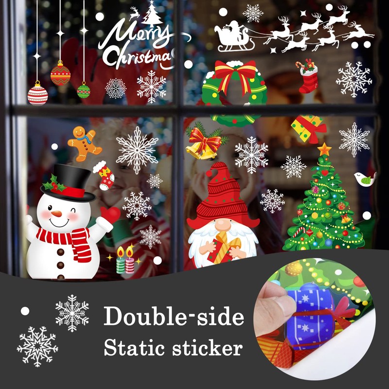 Christmas Window Clings 245pcs Christmas Decals Reusable Double Sided Printed
