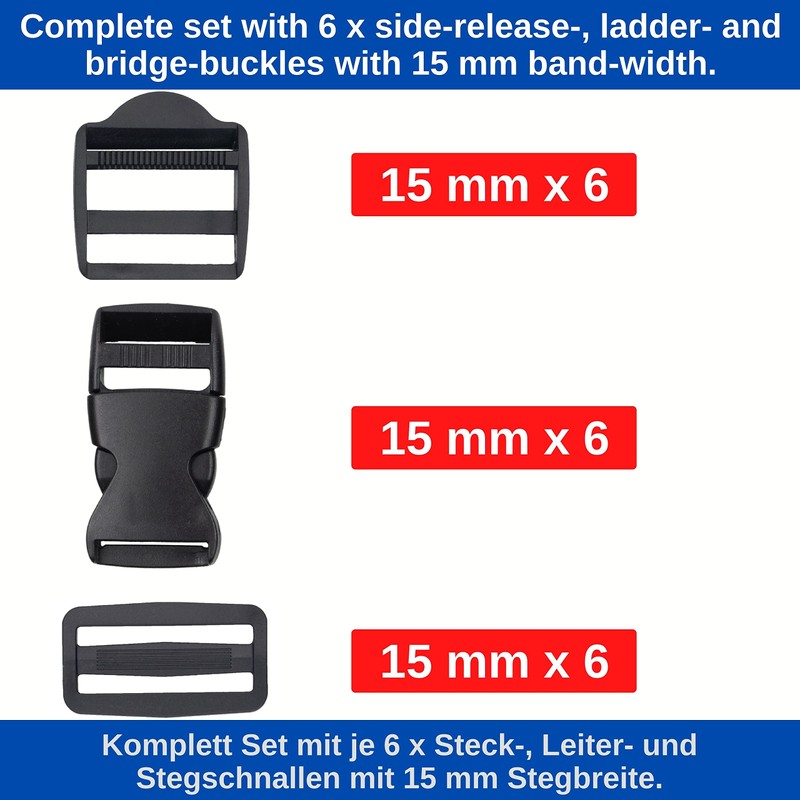 Your Day Mate Webbing Set with 18 Buckles, 6 Metre