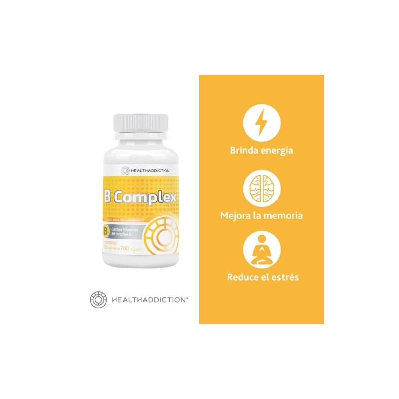 HEALTHADDICTION - Complejo B Vegano B Complex, Vitaminas B1, B2,