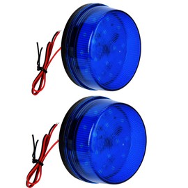 Blue Strobe Beacon Light,Lelukee 2pcs DC 12V Flashing Light Rainproof Blue Led Alarm Signal for Field Work Snowplow Outdoor Work Home Security System Etc. (Blue)