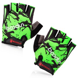 BOODUN Cycling Gloves with Shock-Absorbing Foam Pad Breathable Half Finger Bicycle Bike Gloves B-001, Green, Medium