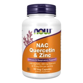 Suplemento de sabor sin sabor a quercetina y zinc Now Nac X 90 Un