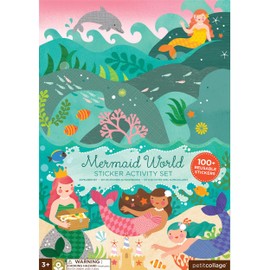 Petit Collage Sticker Activity Book, Mermaid World – Giant Fold Out Sticker Book for Kids, Measures 34” x 12” Fully Opened, Includes Over 100 Reusable Stickers – Activity Toys for Ages 3+